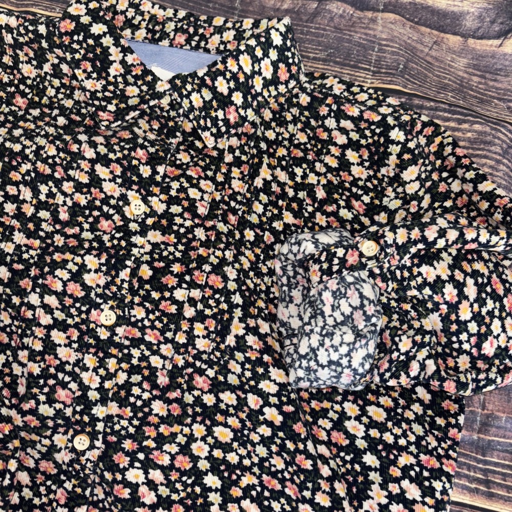 Trovata x Birds of Paradis Floral Micro-Corduroy Button Down Top size X-small - Picture 4 of 7